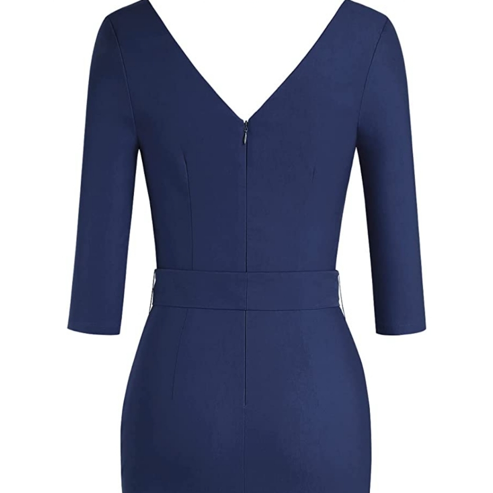 NWOT Faux Wrap V Neck Midi Dress - Picture 4 of 4